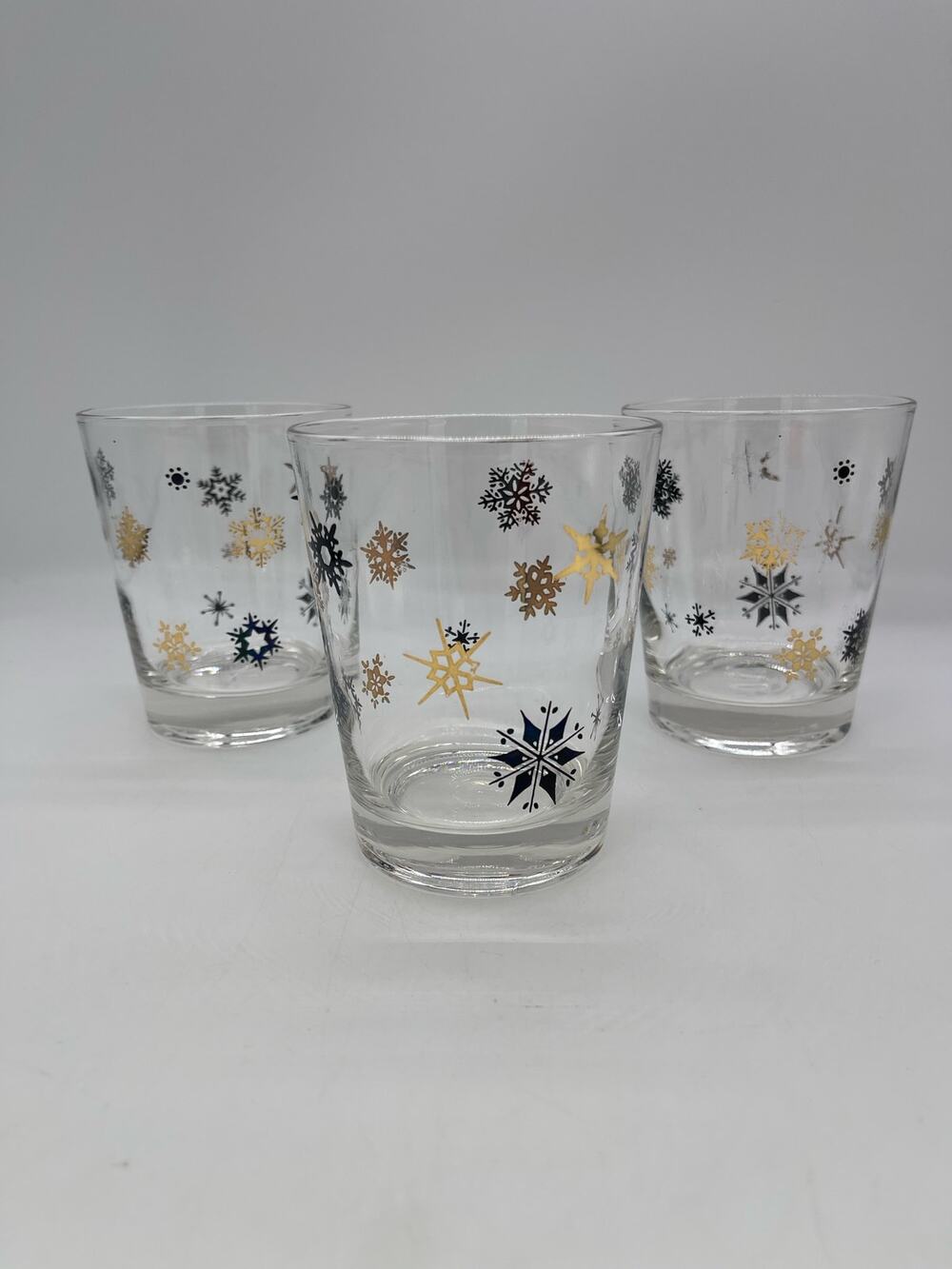 MCM Starburst Snowflake Atomic Highball Glasses Set of 3 See Wear